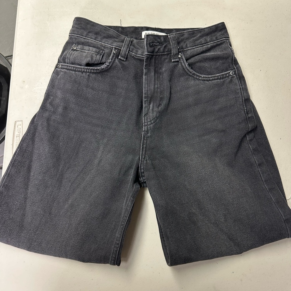 Black jeans wide leg with unfinished hem
